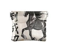 Chinese Character Cultural Quote Success Women Men Leather Coin Purses Convenient Card Key Organizers for Women Girls