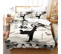 Chinese Characters Duvet Cover Sets God Rewards Those Who Work Hard Bedding Double Bed Set 3D Print Soft Microfiber Quilt Cover 200x200 cm with Zipper Closure und 2 Pillowcases for Bed Decor B/1126