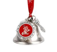 Chinese Characters for Love Christmas Bells Ornaments Wing Bell | Cute Xmas Holiday Silver Bell for Home Yard Garden Hanging Decor