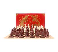 Chinese Characters International Chess Set Portable Deluxe Pieces Hand Crafted Resin Chessmen with Storage Case for Adults- large