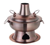 Chinese Charcoal Hot Pot,Thickened Imitation Copper Hot Pot,Stainless Steel Charcoal Hotpot Cooker,Multi Person Hot Pot for Family Gathering(32cm)