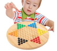 Chinese Checkers Game - 20 Cm Wooden Hexagonal Checkers Board | Colorful Beads Marbłes Set | Promotes Parent Child Interaction And Early Cognitive Learning For Kids Aged Three And Up