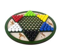 Chinese Checkers Game Set | 265g Wooden Chinese Checkers | 9.84 Inches Halma Board Game Set | Wooden Board with 1.5cm Beads Classic Multiplayer Strategy Toy for Kids Teens Family Nights Picnics