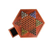 Chinese Checkers Game Set - Elegant Glass marblees, Built-in Storage Drawer | Classic Strategy Board Game For Kids And Adults, Family Gatherings, Coffee Table Play, Educational Gift, Indoor Recreation