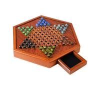 Chinese Checkers Set - Checkers Board Gamē| Chinese Checker Board GamēWith Storage Drawer | Natural Wood 12.5 Inch |family Tabletop Play, Strategic Entertainment, Family Game Night Entertainment