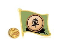 Chinese Chess Black Generals Golden Metal Flag Lapel Pin Badge