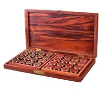 Chinese Chess Game Set for 2 Players | Foldable Sandalwood Xiangqi Board Game for Family Fun and Strategy(5.8cm/2.3in)
