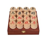 Chinese Chess Set Beechwood Xiangqi Travel Board Game Set With Leather Chessboard And Wooden Box Strategy Board Games For 2 Players(3.8cm/1.5in)