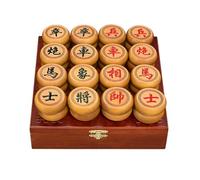 Chinese Chess Set Portable Sandalwood Xiangqi Travel Board Game With Leather Chessboard And Wooden Box Strategy Board Games For 2 Players(5.8cm/2.3in)