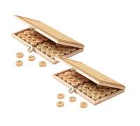 Chinese Chess Set - Traditional Xiangqi Board Game, Folding Wooden Chessboard with Chinese Characters & Playing Pieces, Portable Family Strategy Game (Beige 2 pieces)