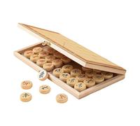 Chinese Chess Set - Traditional Xiangqi Board Game, Folding Wooden Chessboard with Chinese Characters & Playing Pieces, Portable Family Strategy Game (Beige 1 piece)