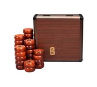 Chinese Chess Set Traditional Xiangqi Classic Educational Strategy Board Games With Rosewood Pieces, Leather Chessboard & Storage Box(4.8 x 2cm/1.9 x 0.8in)