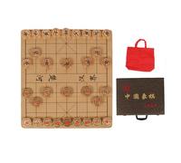 Chinese Chess Set Traditional Xiangqi Strategy Board Game Complete Travel Set with Foldable Chessboard Gold Chess Box for Family Friends