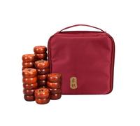 Chinese Chess Set With Rosewood Pieces & Leather Chessboard Traditional Xiangqi Classic Educational Strategy Board Games 2 Players(3.8 x 1.5cm/1.5 x 0.6in)