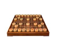 Chinese Chess Set With Solid Wood Chesspieces Portable Xiangqi For 2 Players Strategy Board Games(Green sandalwood)