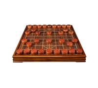 Chinese Chess Set With Solid Wood Chesspieces Portable Xiangqi For 2 Players Strategy Board Games(Red Rosewood)
