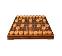 Chinese Chess Set With Solid Wood Chesspieces Portable Xiangqi For 2 Players Strategy Board Games(Yellow sandalwood)