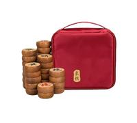 Chinese Chess Set With Wenge Pieces & Leather Chessboard Traditional Xiangqi Classic Educational Strategy Board Games 2 Players(Bag)