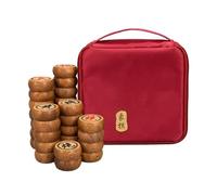Chinese Chess Set With Wenge Pieces & Leather Chessboard Traditional Xiangqi Classic Educational Strategy Board Games 2 Players(Bag)