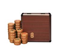 Chinese Chess Set With Wenge Pieces & Leather Chessboard Traditional Xiangqi Classic Educational Strategy Board Games For 2 Players(Aluminium box)