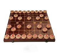 Chinese Chess with Folding Chessboard, Chinese Xiangqi, Portable Travel Games Sets, Laser Egraving and Gold Tracing Chessboard and pieces, 1.8inch and 2.2inch in Diameter(Beech,L)