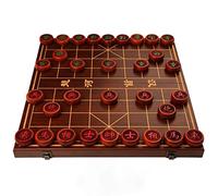 Chinese Chess Xiangqi Set with Folding Chessboard, Portable Travel Game, Laser Engraved Board and Pieces for Fun Gameplay