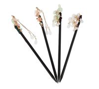 Chinese Chignon Accessories,Classical Decorative, Exquisite Craftsmanship Traditional Chinese Hairpin 4pcs Wooden Hair Stick Tassels Decorative Headdress Set for Hanfu