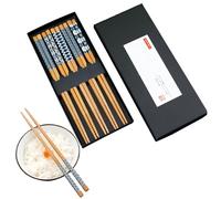 Chinese Chopsticks Wooden Bamboo with Blue and White Porcelain Patterns Elegant Reusable Asian Meal Japanese Korean Vietnamese Kitchen Durable Accessory