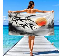 Chinese Classic Beach Towel, Extra Large 200 x 100 cm Microfibre, Sand Free Quick Dry Elegant Zen Calm Natural Landscape Ink Painting Beach Towel, Ideal Vacation Gifts for Pool