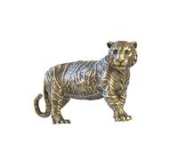 Chinese Classical Bronze Tiger Statue Sculpture Brass Animal Statuette Sculpture Figurines Home Decor Zen Ornaments Desk Decoration Paperweight Bronze Tea Pet Art collection