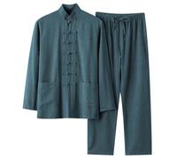 Chinese Clothing Tang Suit Traditional China Ancient Tai Chi Costume Tangzhuang Kung Fu Long Sleeve Jacket Suits Shirt Outfit Costume Solid Color Outfits For Men UK