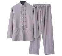 Chinese Clothing Tang Suit Traditional China Ancient Tai Chi Costume Tangzhuang Kung Fu Long Sleeve Jacket Suits Shirt Outfit Costume Solid Color Outfits For Men UK