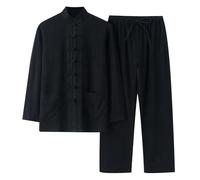 Chinese Clothing Tang Suit Traditional China Ancient Tai Chi Costume Tangzhuang Kung Fu Long Sleeve Jacket Suits Shirt Outfit Costume Solid Color Outfits For Men UK