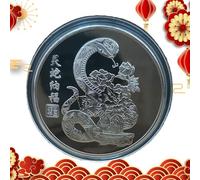 Chinese Coin, Lunar New Year Coin | Year of the Snake Small Coin | Chinese Souvenir, Lunar Year Challenge Coin, Collectible Commemoration for Coin Enthusiasts