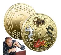 Chinese Coin - Tai Chi Commemorative Charm, Divine Beasts Symbol | Metal Artifact I Ching Fortune Cool Collectible Present for Prosperity, Scratch Tool, Lottery, Celebration Use