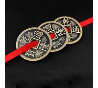 Chinese Coins and Ribbon Magic Tricks Three Coins Penetrate On / Off Ribbon Coin Flight Magic Magiciain Close Up Illusions Gimmicks Props