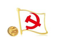 Chinese Communist Badge Red Symbol Golden Metal Flag Lapel Pin Badge
