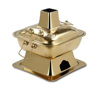 Chinese Copper Hot Pot, 304 Stainless Steel Chinese Hot Pot Cooker with Chimney for Home Restaurant Party Cookware(3 Colors),Gold,36cm (Color : Gold, Size : 34cm)