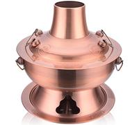 Chinese Copper Hot Pot, Chinese Fondue Outdoor Cookware Picnic Stove, Portable Shabu Shabu Pot Pan, Creative Charcoal Soup Pot for Party Dinners/Family/Restaurant (Color : Bronze, Size : Dia