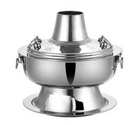 Chinese Copper Hot Pot,Outdoor Hot Pot, with Lid Old Beijing Charcoal Copper Hotpot Split Design Easy to Clean Cookware for Kitchen Catering Parties Hotels Dining(B,11.8inch)