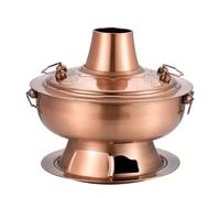 Chinese Copper Hot Pot,Outdoor Hot Pot, with Lid Old Beijing Charcoal Copper Hotpot Split Design Easy to Clean Cookware for Kitchen Catering Parties Hotels Dining(C,11.8inch)