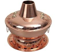 Chinese Copper Hot Pot, Pure Copper Thick Mongolian Cattle Hotpot, Electric Carbon Double Heating Base, Split Design, Easy to Clean, Suitable for Family Gathering for Family/Friends, Parties