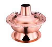 Chinese Copper Hot Pot, Shabu Shabu with Chimney Stainless Steel Hot Pot Cooker Chinese Kitchen Soup Cooking Cookware for 1-10 People Home Party Restaurant,Gold,36cm (Color : Silver, Size :