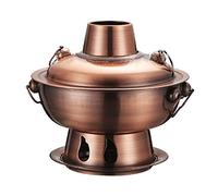 Chinese Copper Hot Pot, Stainless Steel Chinese Shabu Hot Pot Cooker Traditional Stew Pot Soup Pot Cookware for Home Party Family Gathering(24Cm),Gold (Color : Red Copper)