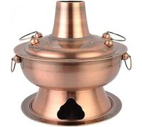 Chinese Copper Hot Pot, Stainless Steel Traditional Charcoal Heated Soup Steam Boiler Kitchen Gadgets Cookware