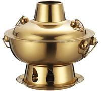 Chinese Copper Hot Pot with Lid, Old Beijing Charcoal Hotpot, Split-Design Outdoor Hot Pot Cookware, Easy-to-Clean for Kitchen, Party (46.5Quarts)