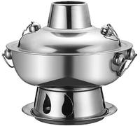 Chinese Copper Hot Pot with Lid Outdoor Charcoal Copper Hotpot Split Design Easy to Clean Cookware for Kitchen Catering Parties Hotels Dining Brass Thick Shabu Pot Silver One Size