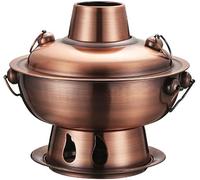 Chinese Copper Hot Pot with Lid Outdoor Charcoal Copper Hotpot Split Design Easy to Clean Cookware for Kitchen Catering Parties Hotels Dining Brass Thick Shabu Pot Brass One Size