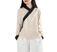 Chinese Cotton Linen Blouse Ethnic Embroidery Shirt Women Hanfu Oriental Vintage Female Clothes Tops Tang Suit