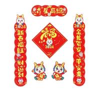 Chinese Couplets,New Year Couplets Set,1 Set Magnetic Couplet Chinoiserie Decor House Decorations for Home Car Decor Chinese New Year Banner Spring Couplet Chinese Door Sign Decorations (Color : E) ((